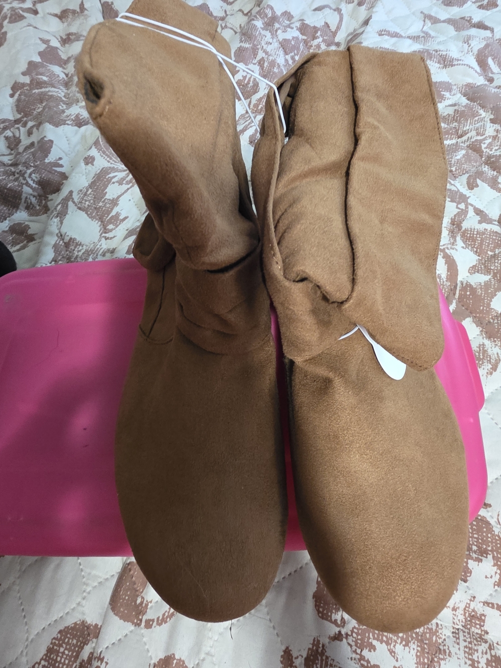 BONGO Cognac Slouch Suede Ankle Boots for Women